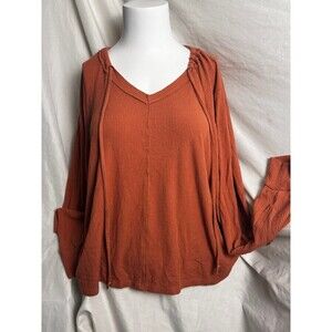 Womens Boutique Top - Size 2x - Lightweight Long Sleeve Hooded Thin Blouse